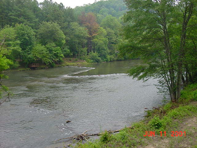 Etowah River, you can see the Cherokee Indian Fish Trap in the water